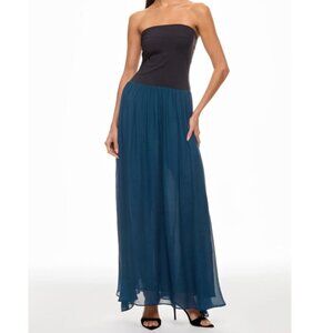 Ciao Lucia Giselle Dress Chiffon Jersey Maxi Black Blue